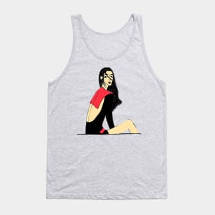 Tasteful Nice-Looking Girl - Girl with Long Hair Style Tank Top